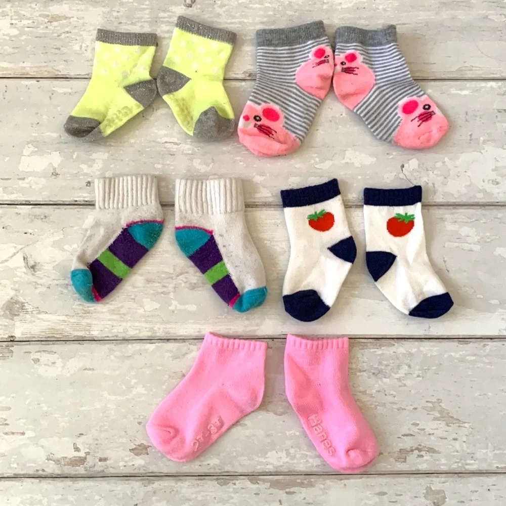 Girls 2T 3T Crew Socks Bundle Toddler Accessories Sock Bundle Set of 5 Pair